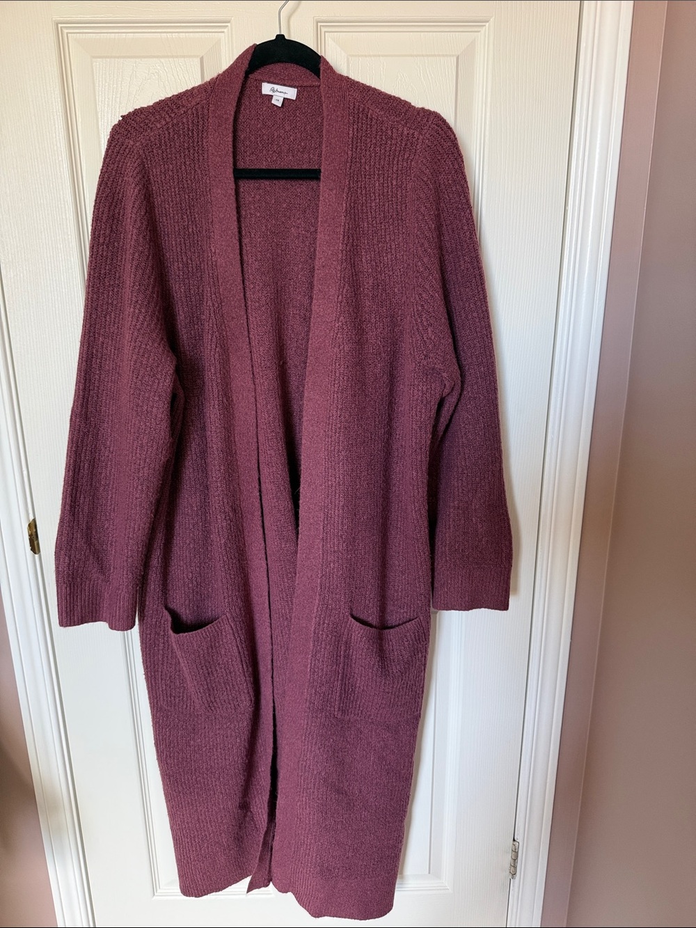 Reitmans Mauve Open-Front Longline Cardigan